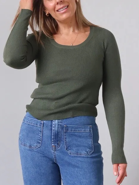 Selma Knit Top - Moss Green Comfy Wear Fit