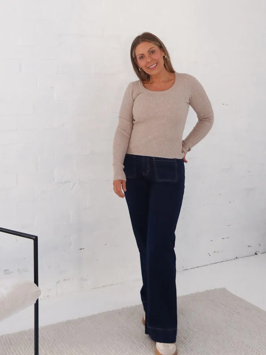 Selma Knit Top - Stone Wrinkle Resistant Finish Day-to-Day Comfort