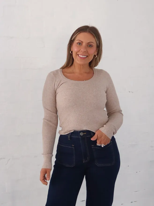 Selma Knit Top - Stone AntiStatic Properties BiodegradableMaterial