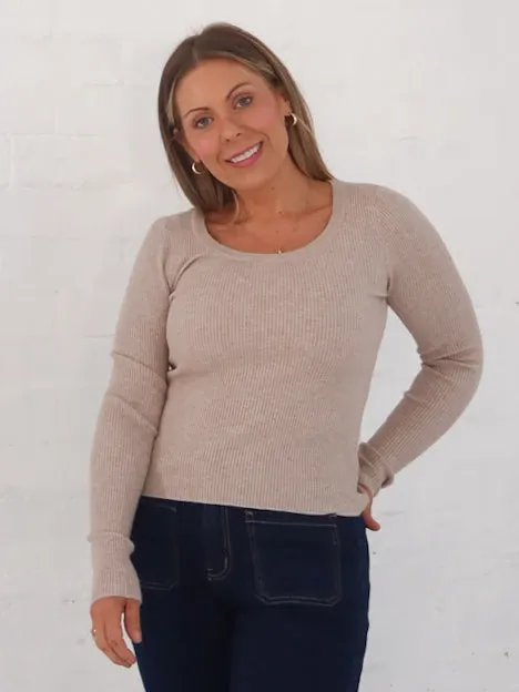 Selma Knit Top - Stone Customer Favorite