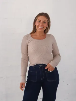 Selma Knit Top - Stone AntiStatic Properties BiodegradableMaterial