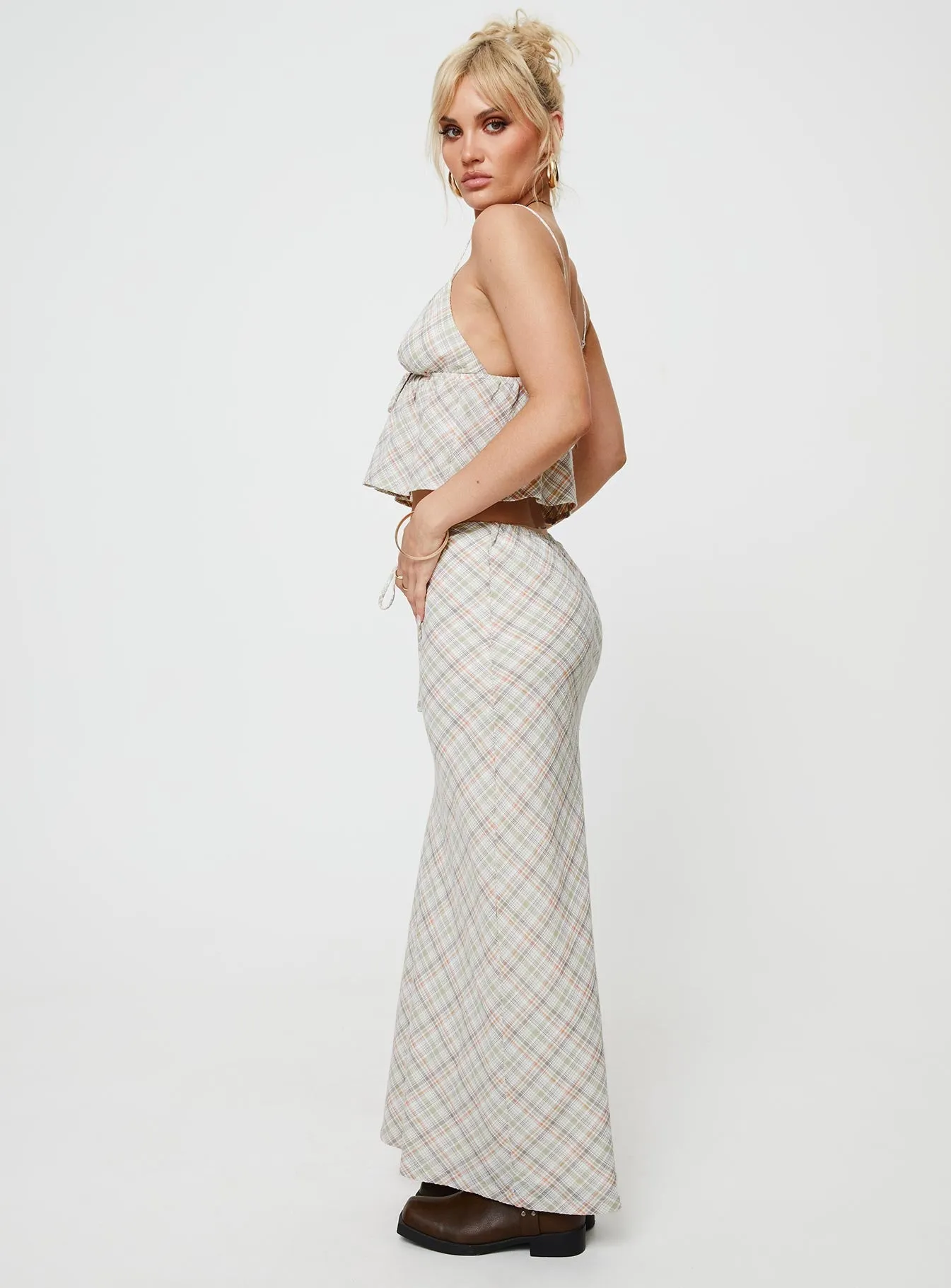 Serilda Check Set Beige Flexible Knit