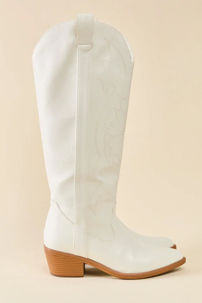 Shania White Cowboy Boots Comfy Cushion Practical Choice