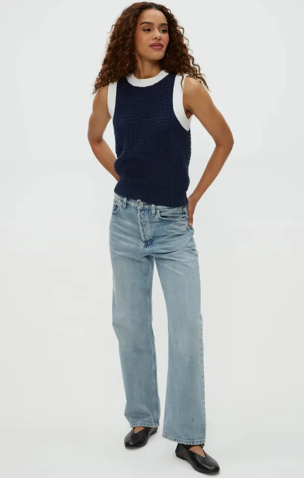 FrayResistant Edging Waffle Knit Texture Sia Sleeveless Sweater