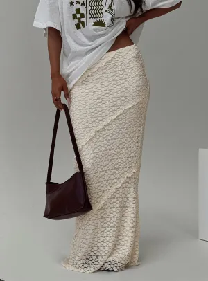 Incandescent Maxi Skirt Cream Elegant Flow Refined Mood