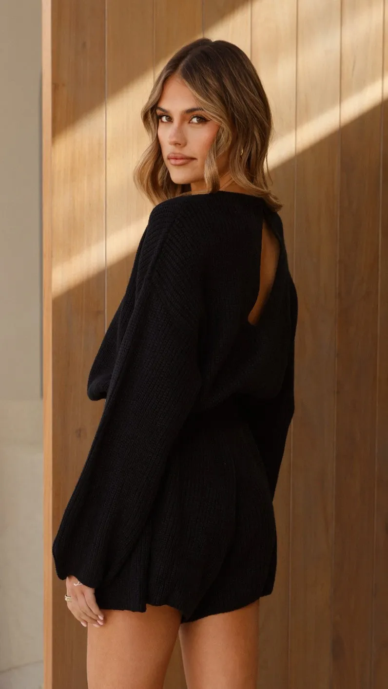 Sol Knit Playsuit - Black City Comforted Daily Essential