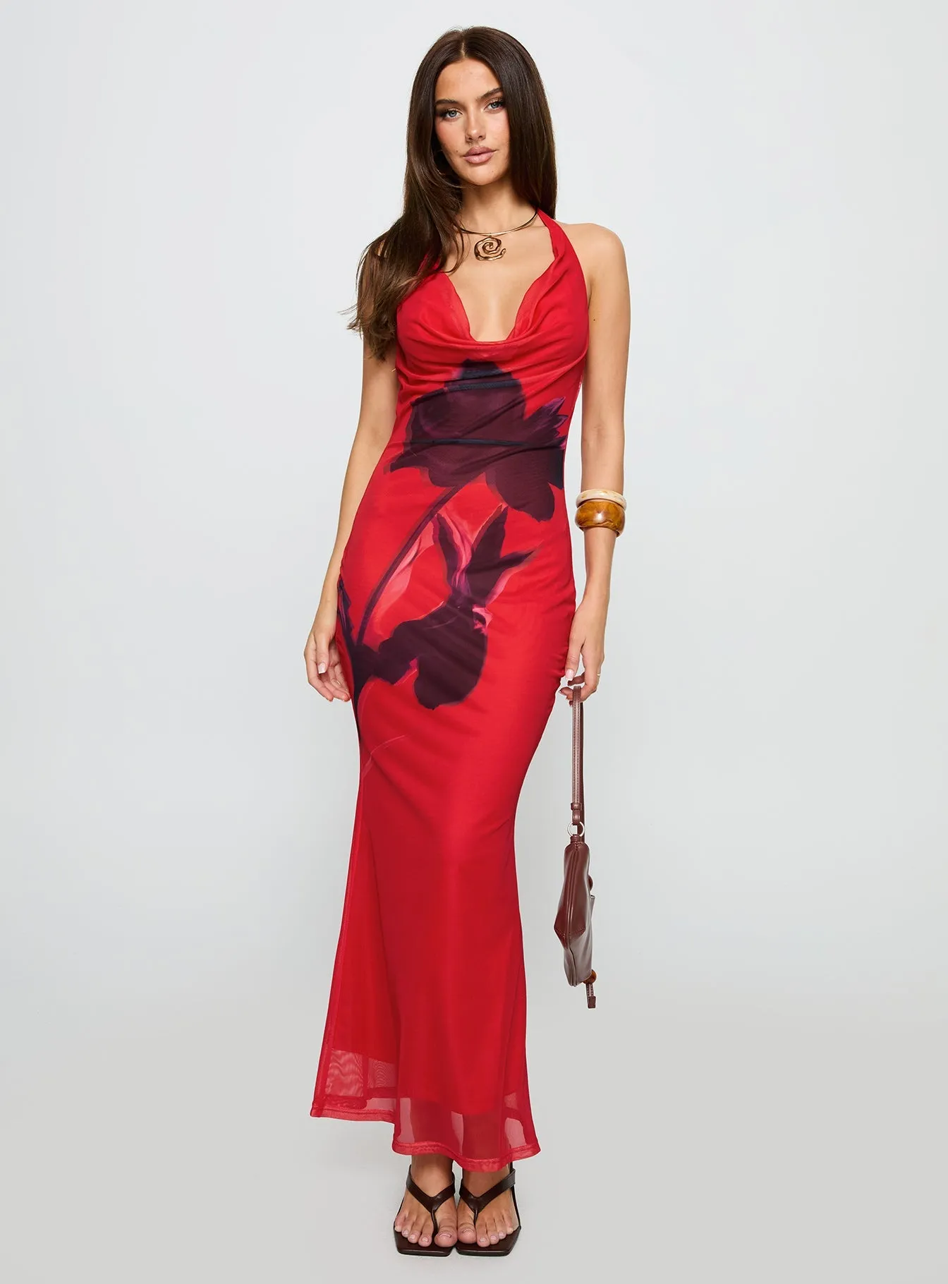 AdjustableStraps Bittersuite Cowl Maxi Dress Multi