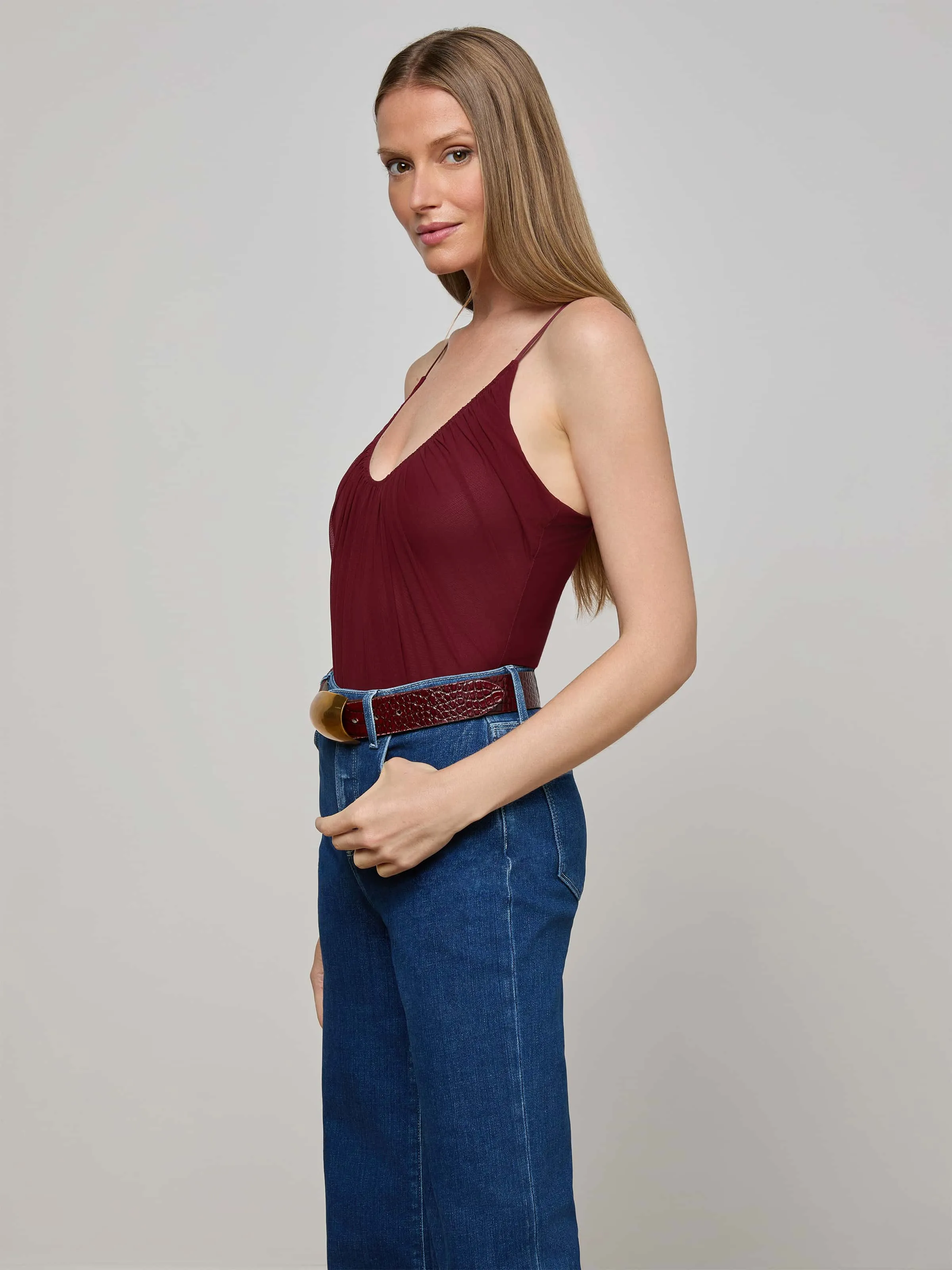 Gelina Mesh Bodysuit Sun Protection Fabric HighCollared Design