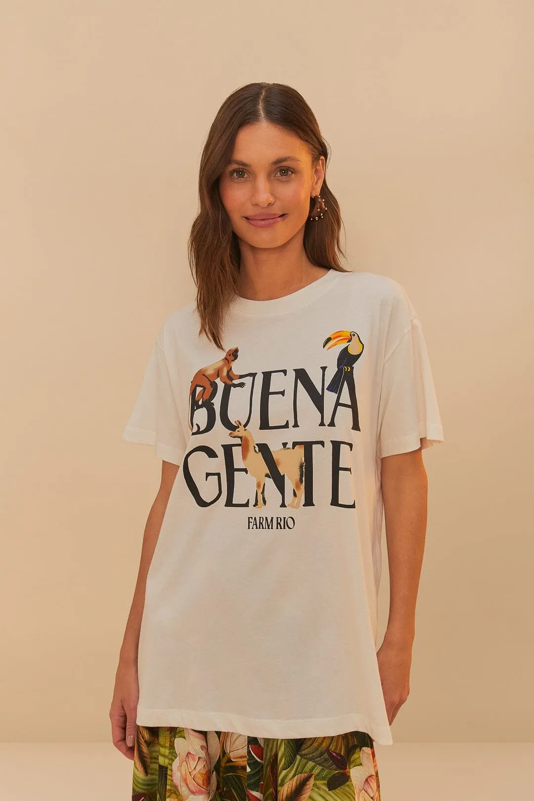 Customizable Classic Color Off-White Buena Gente Relaxed T-Shirt