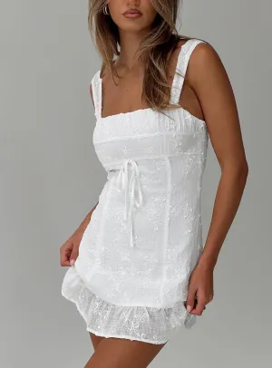 Date Nightwear Indyana Embroidered Mini Dress White