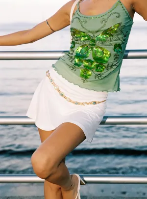 Neat Look Bold Finish Girlie Mini Skirt White