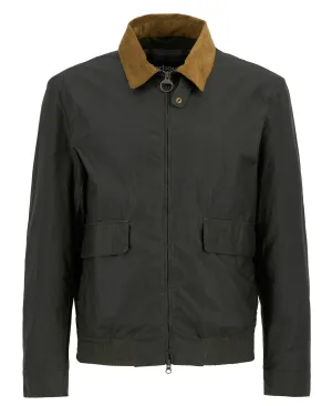 ID25117-Barbour Olive Newbury Wax Jacket Velcro Fasten