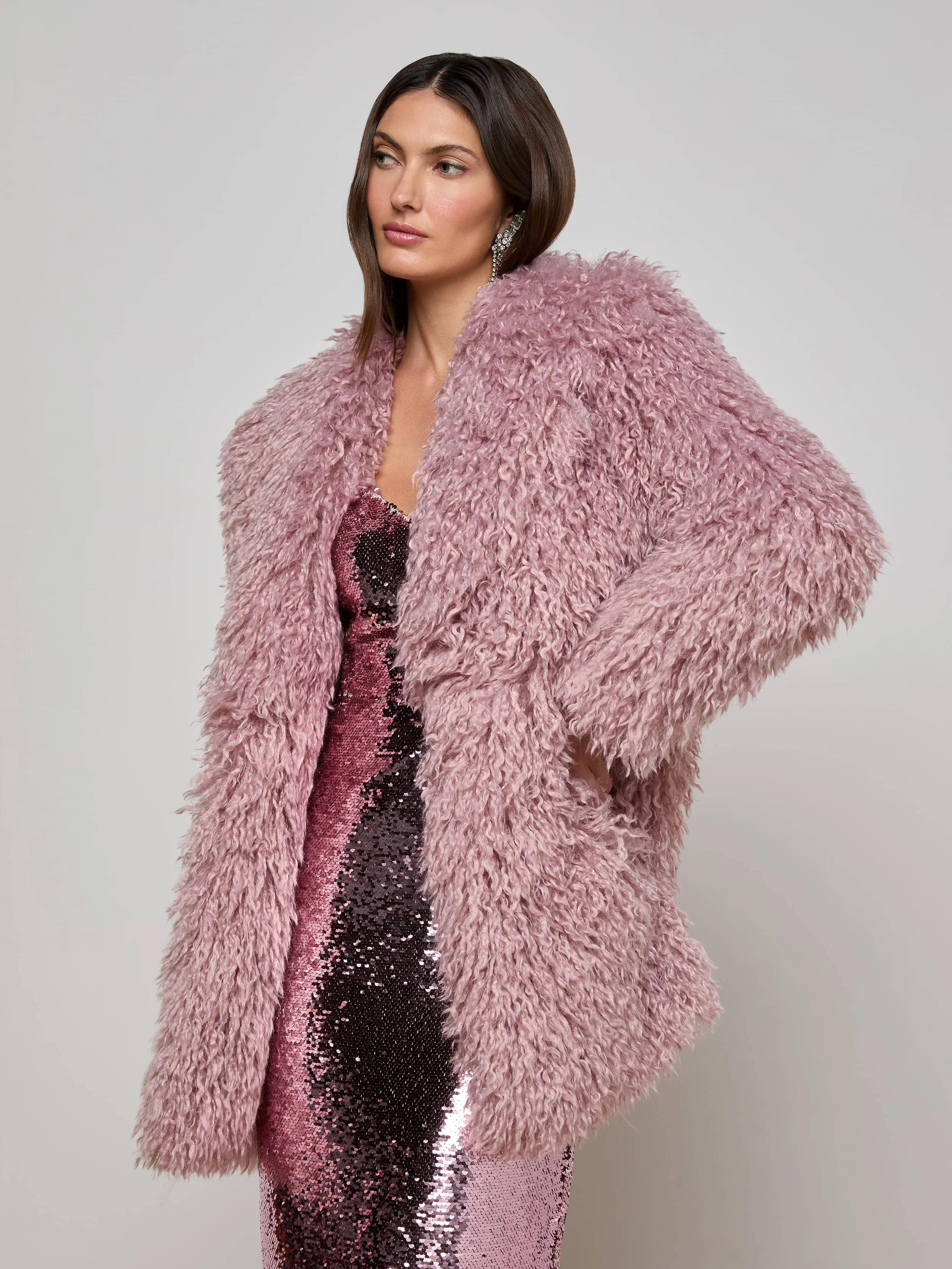 Toira Faux Fur Coat Magnetic Closures Non Restrictive Tailoring