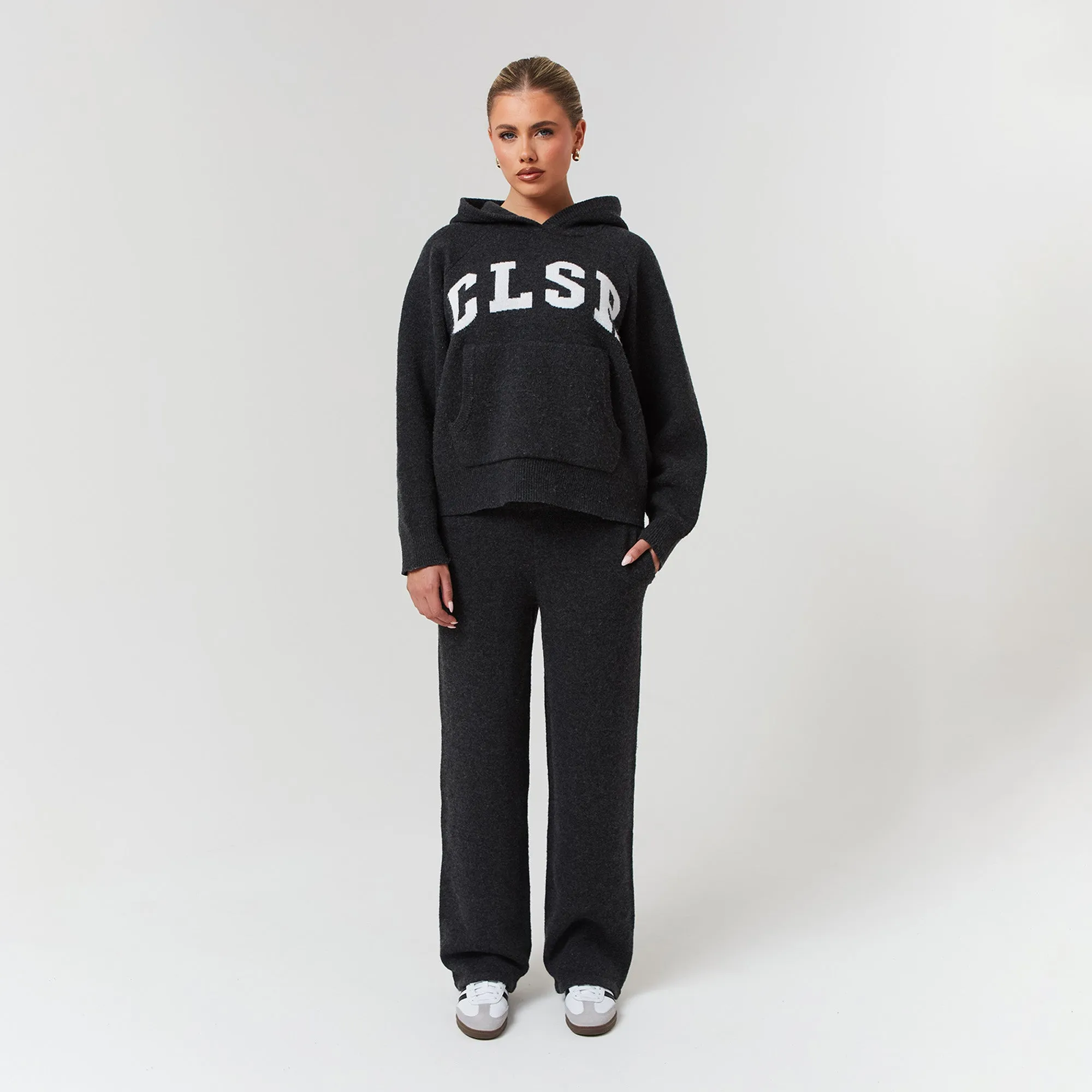 Lift Mode Knit Open Hem Tracksuit  | Charcoal Marl