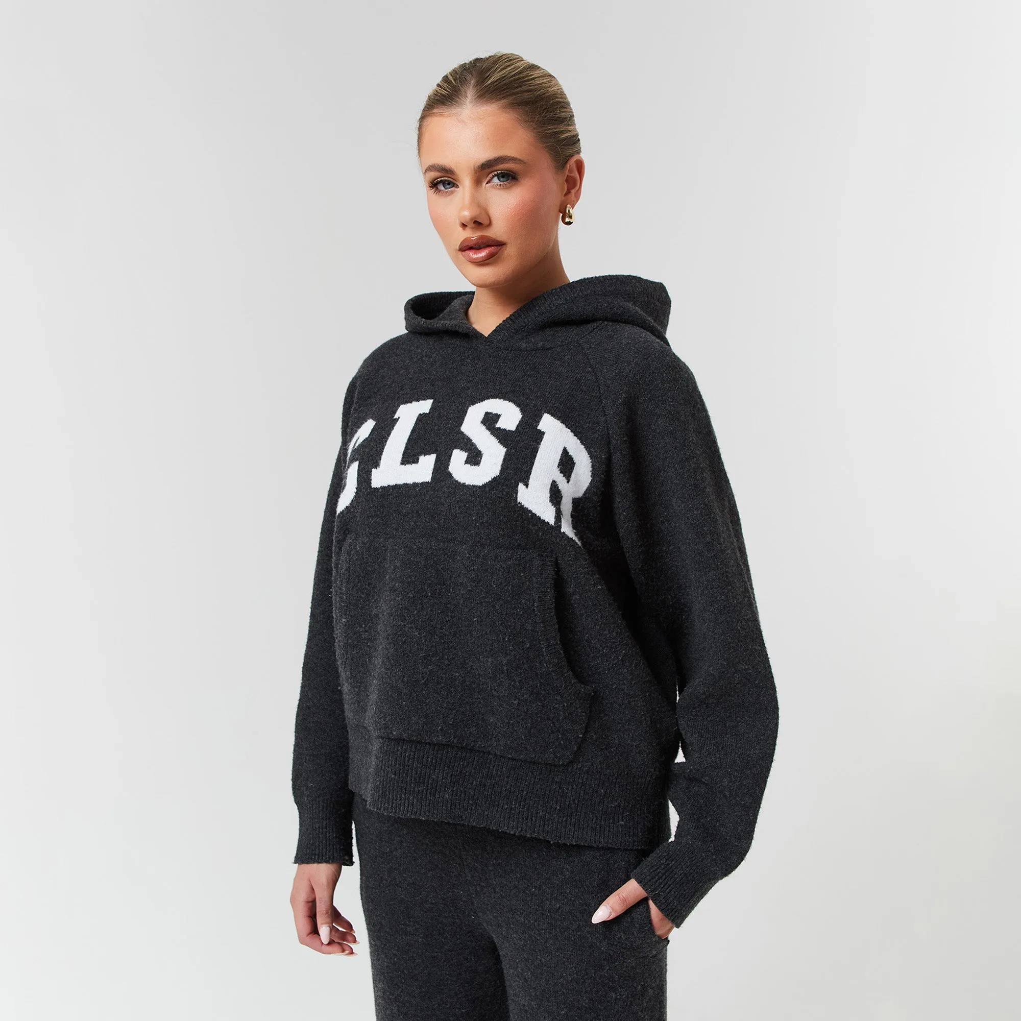 Knit Open Hem Tracksuit  | Charcoal Marl Summer Outfit