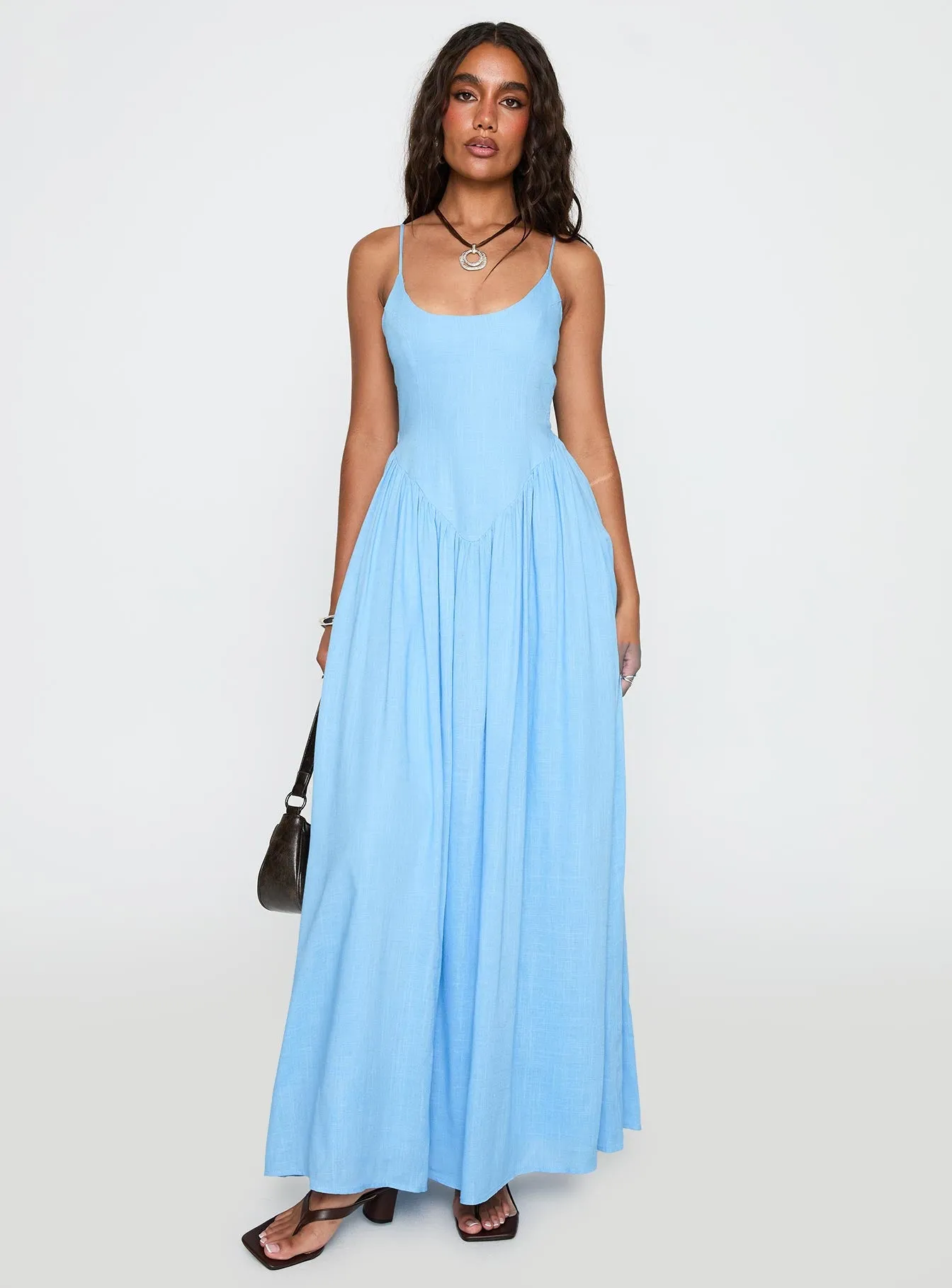MoldResistantTexture Palisades Tie Up Maxi Dress Blue