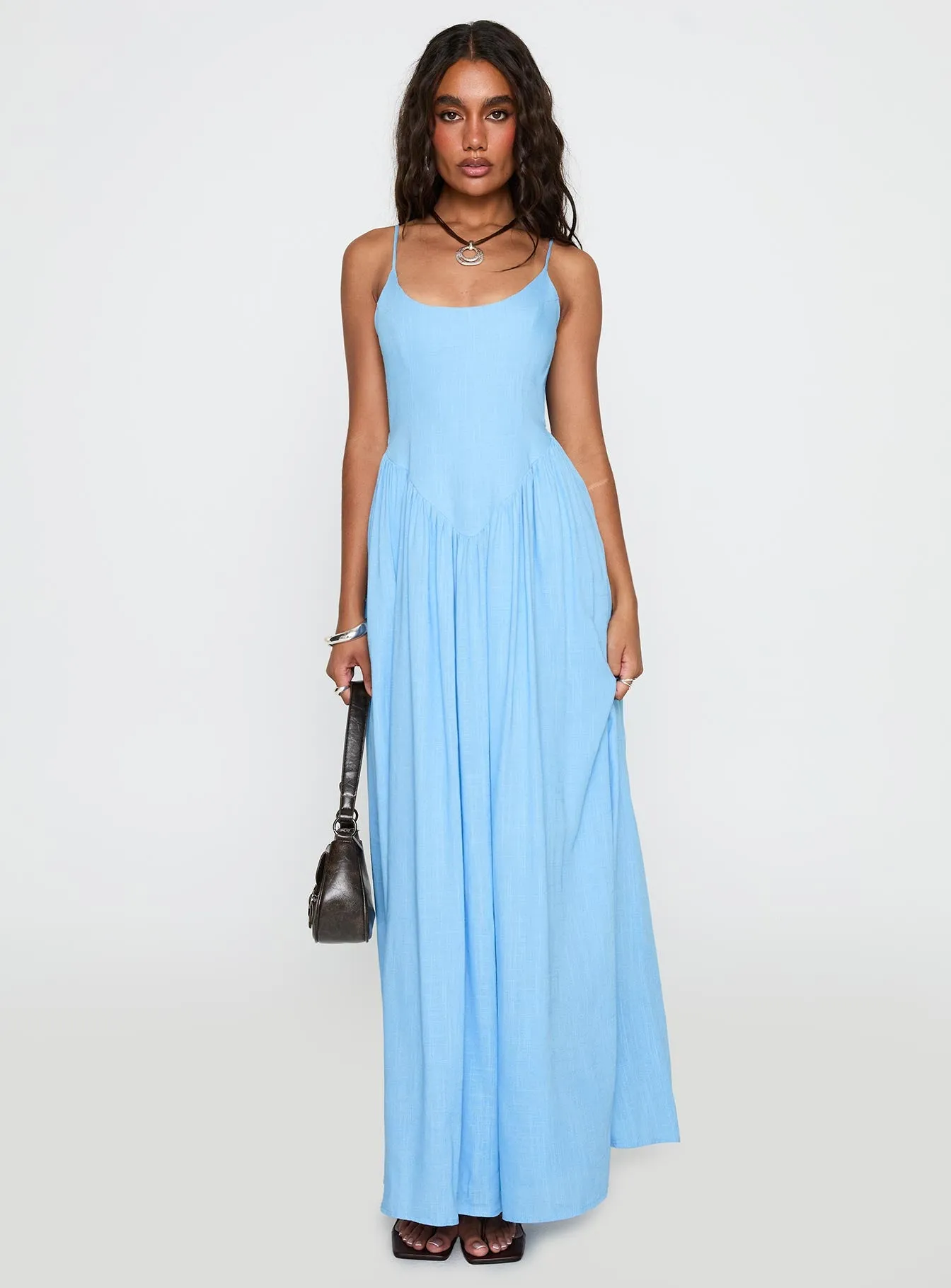 Fashionable Cut Palisades Tie Up Maxi Dress Blue