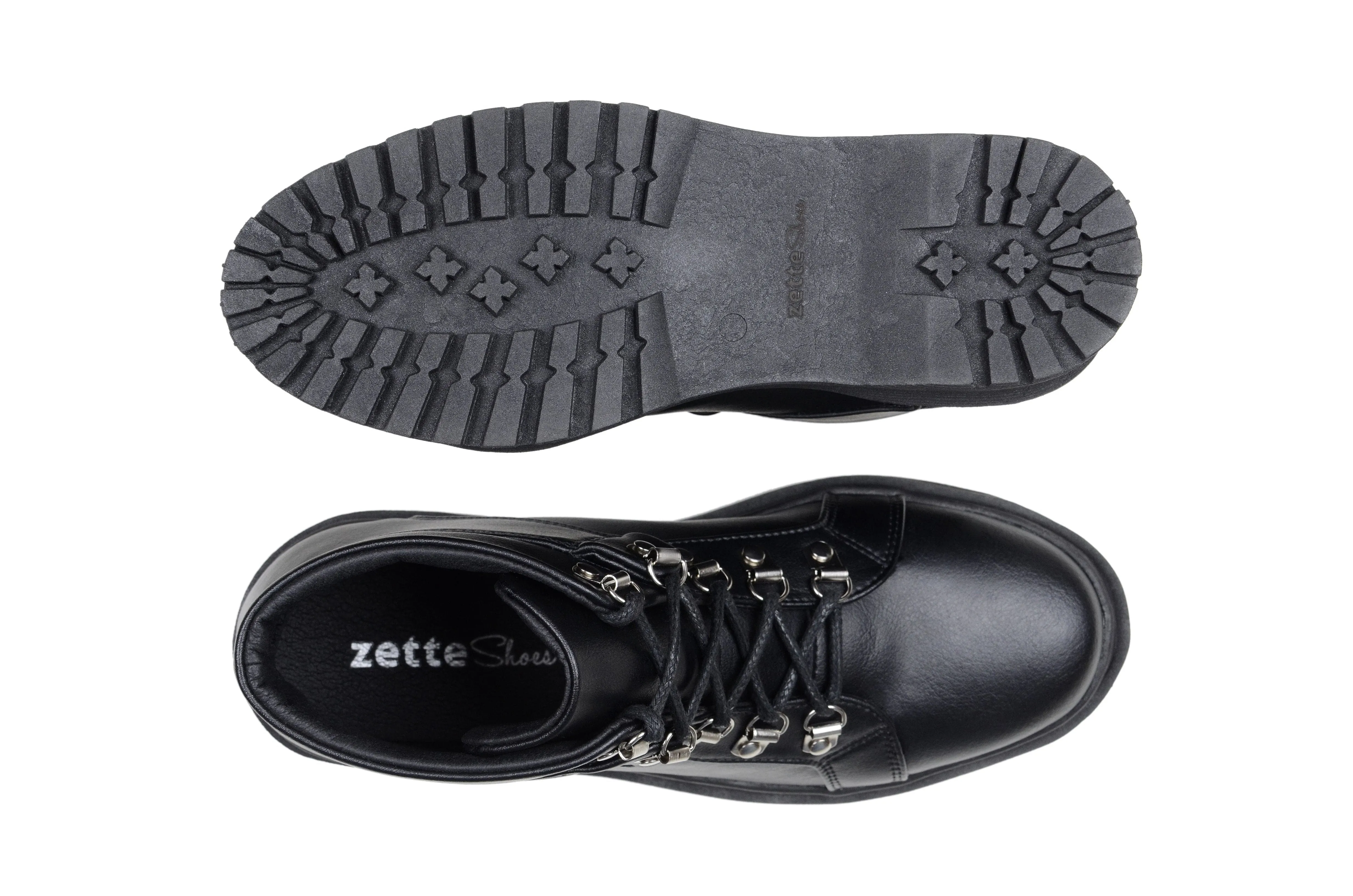 Cozy Footwear 'Gen' vegan leather lace-up boot by Zette Shoes - black