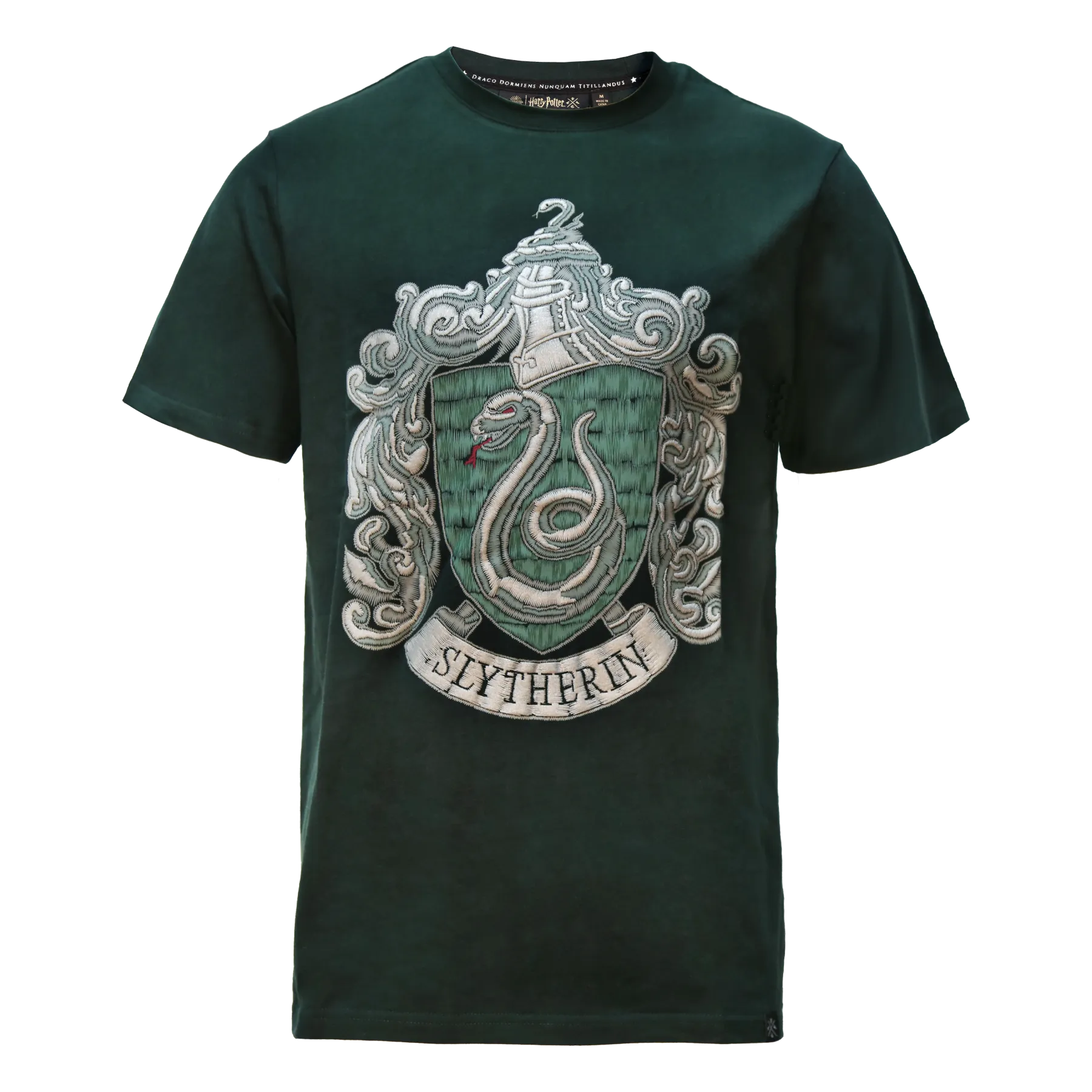 Slytherin Embroidery Print T-Shirt MoistureControlFibers Soft Stretch Fit