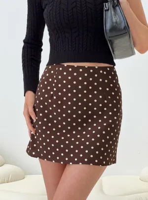 Selby Mini Skirt Brown Polka Dot All Day