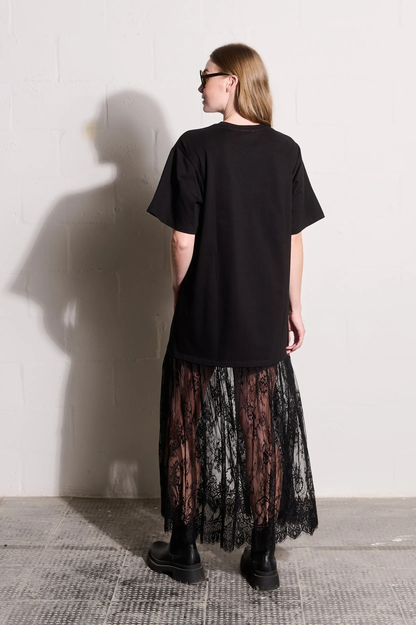 Combo T-Shirt Dress with Lace Skirt Relax Feel QuickDryTechnology