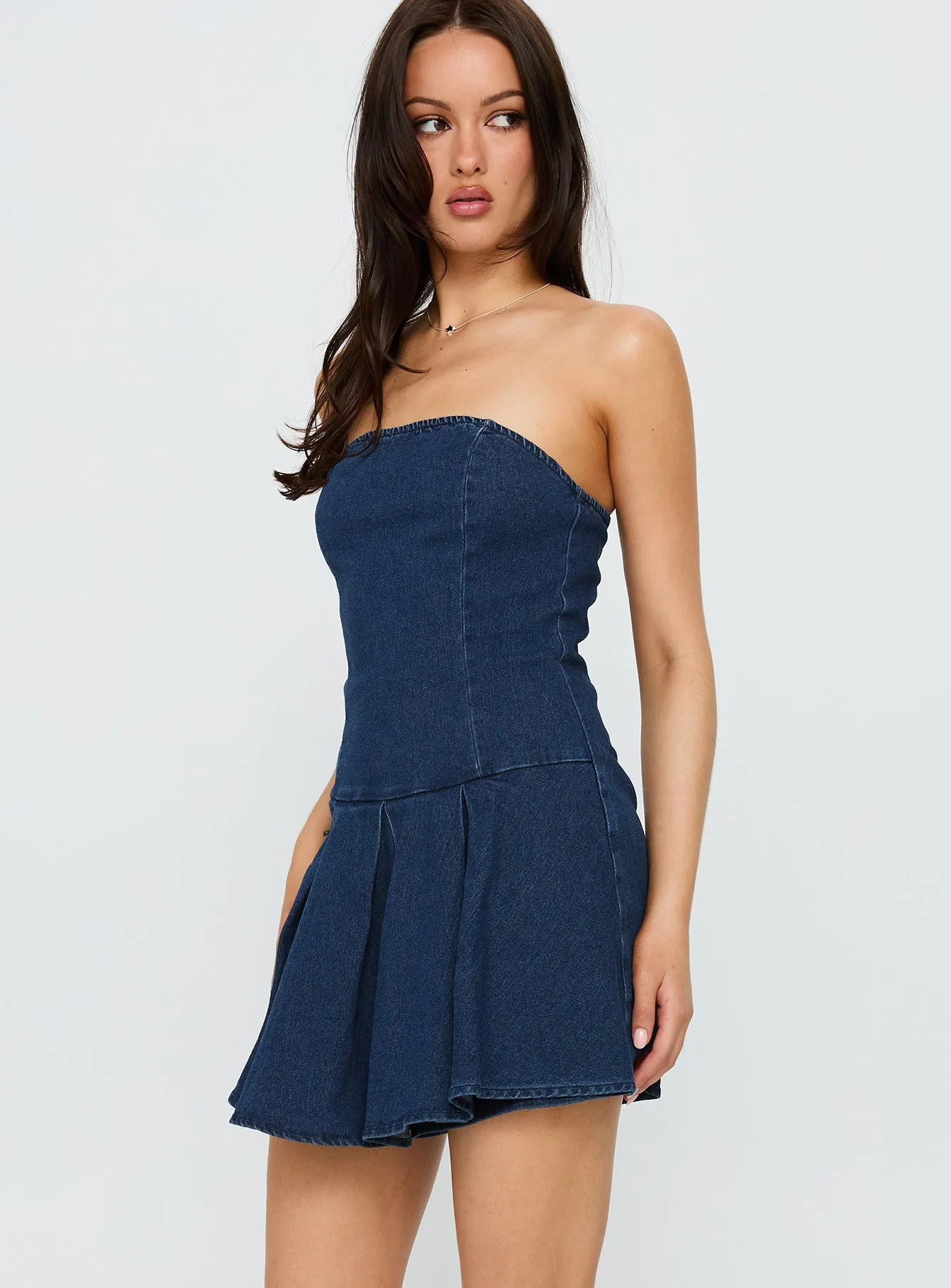 Fantastical Strapless Playsuit Dark Denim UV-Resistant