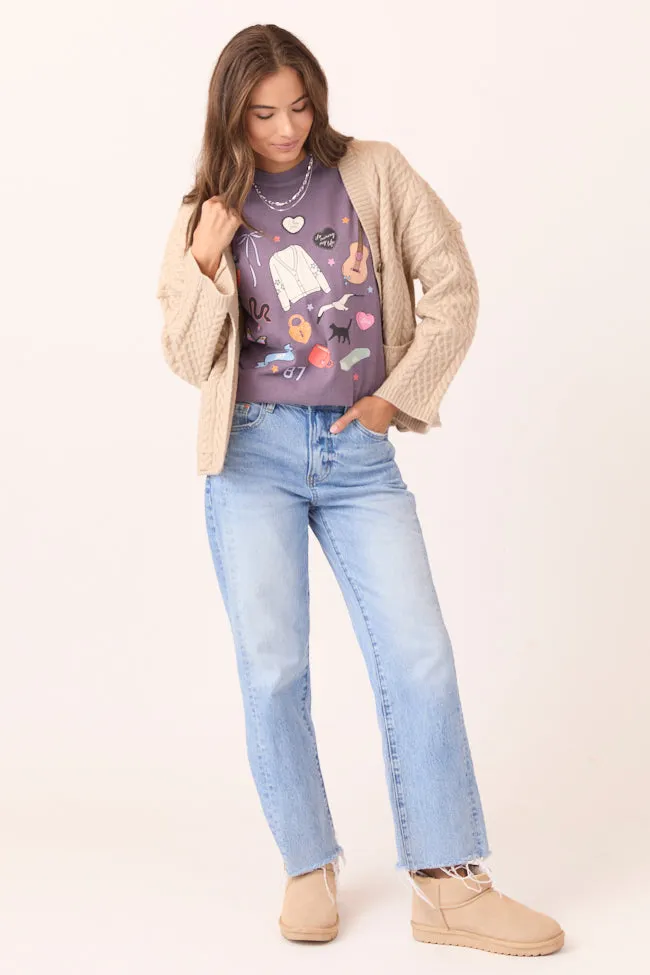 Eras Multi Icons Purple Graphic Tee Chic Design Everyday apparel