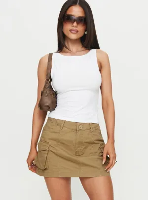 Lieutenant Cargo Mini Skirt Taupe Hand Stitched