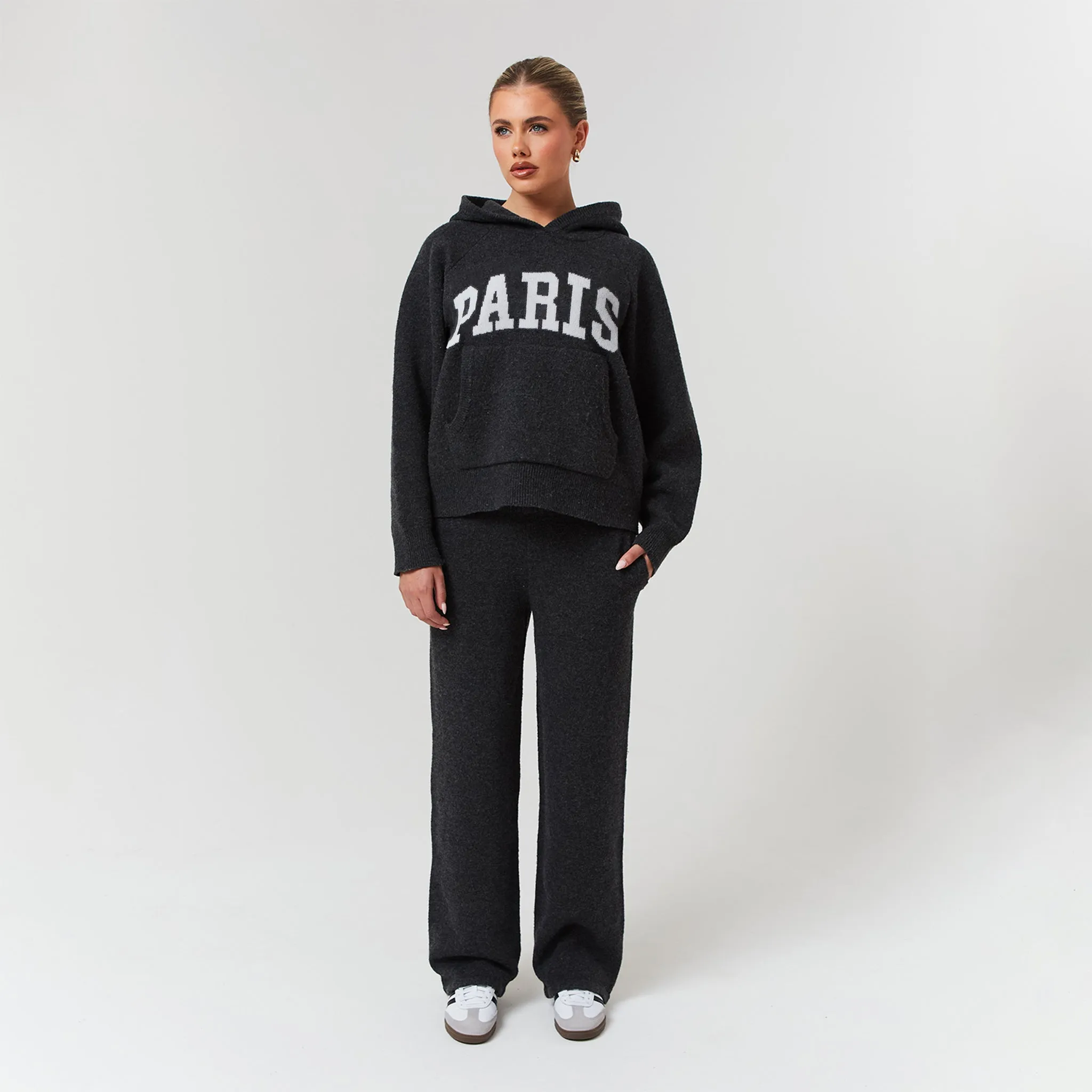 Paris Knit Tracksuit | Charcoal Marl Plane Mood