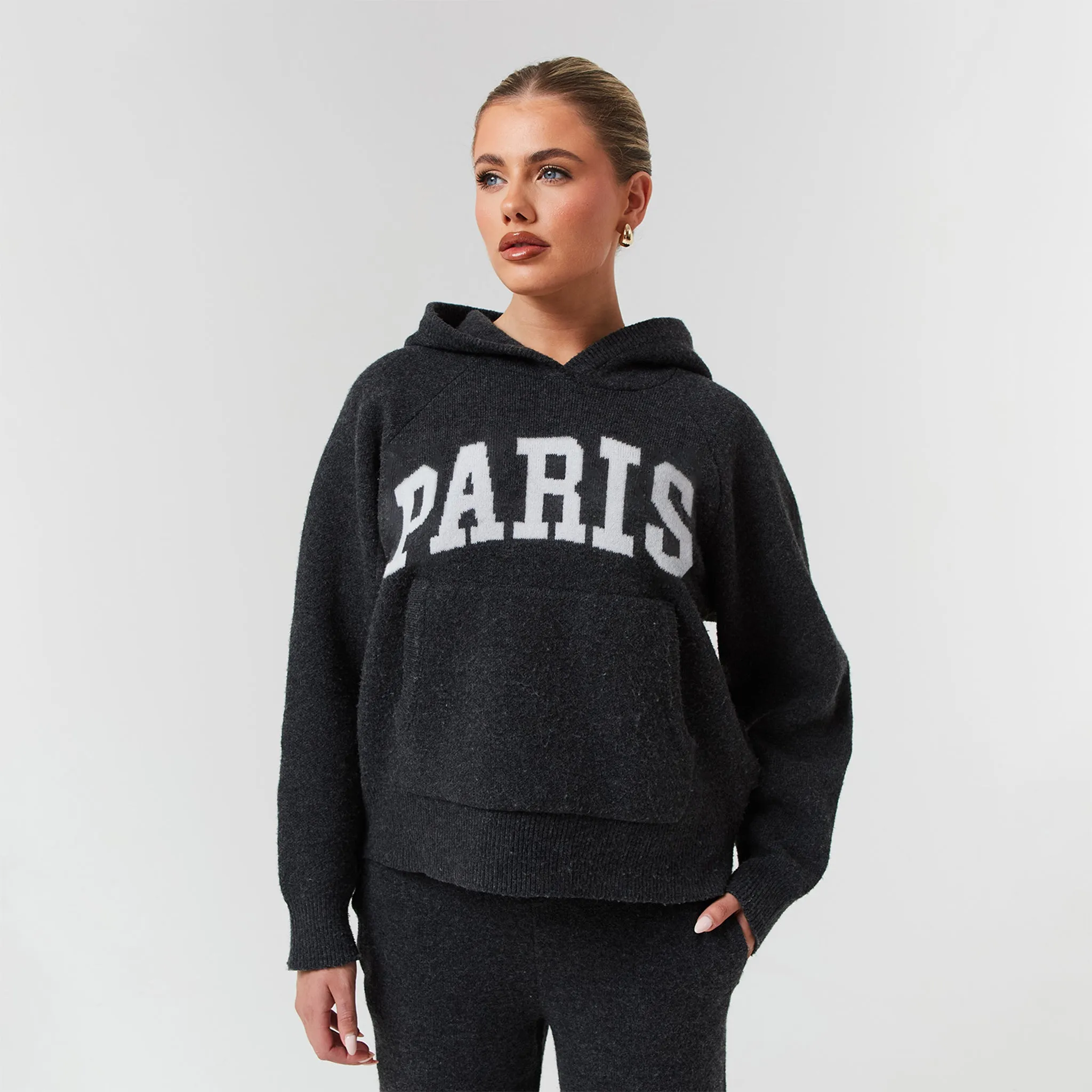Comfort waistband Paris Knit Tracksuit | Charcoal Marl