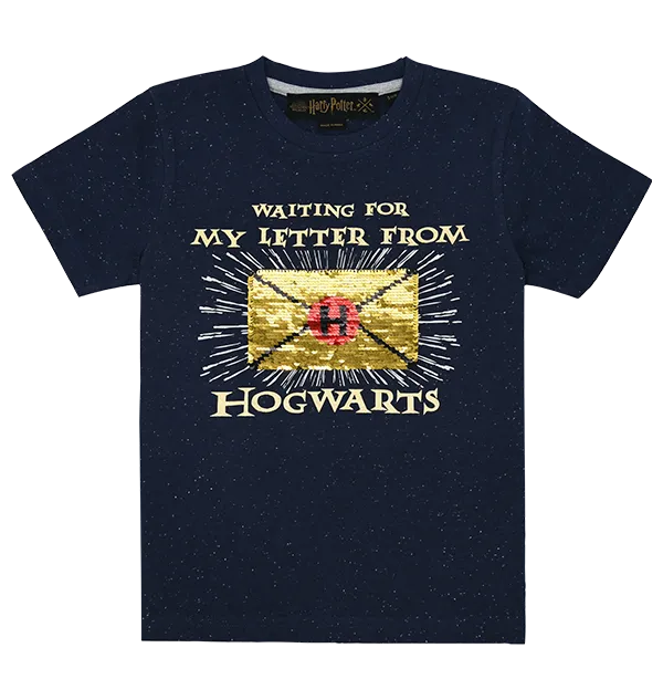 Kids "Waiting For My Letter" Sequin T-Shirt Recycled Polyester Cozy Flex