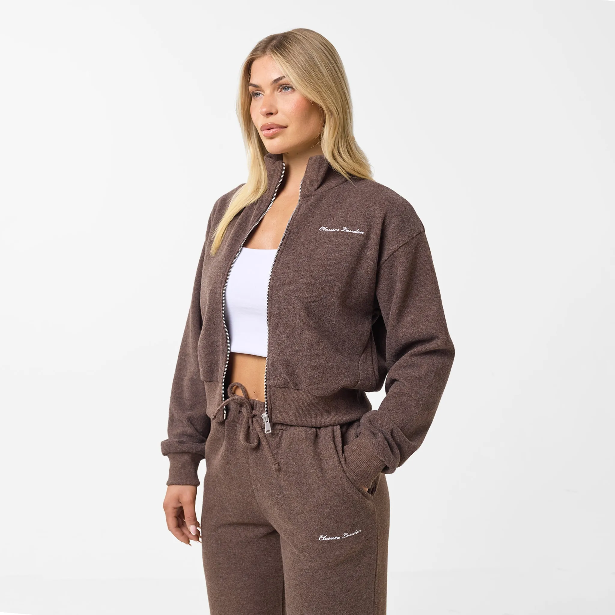 Soft Knit Bomber Tracksuit | Coffee Fable Core