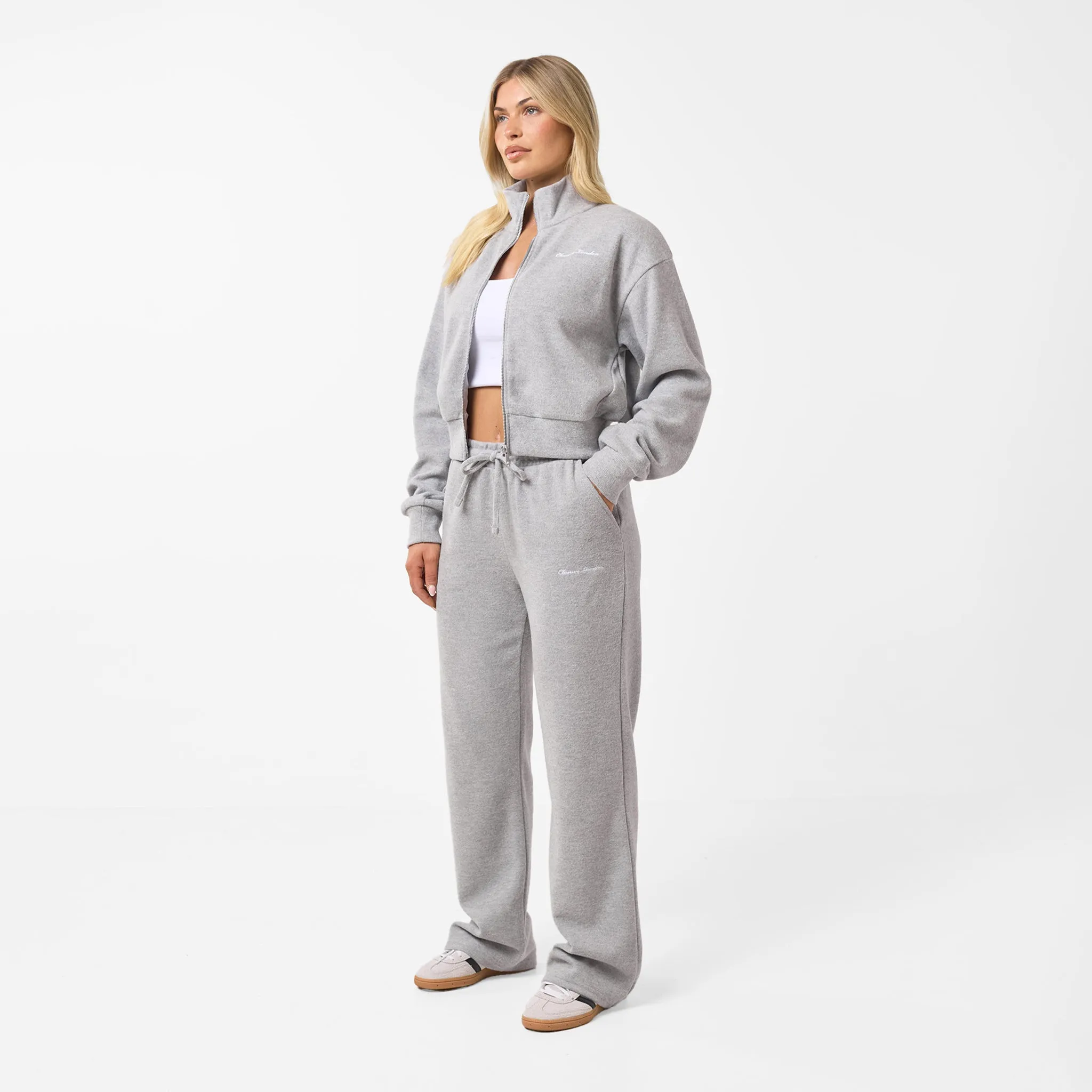 Faith Core Lift Mode Soft Knit Bomber Tracksuit | Grey Marl