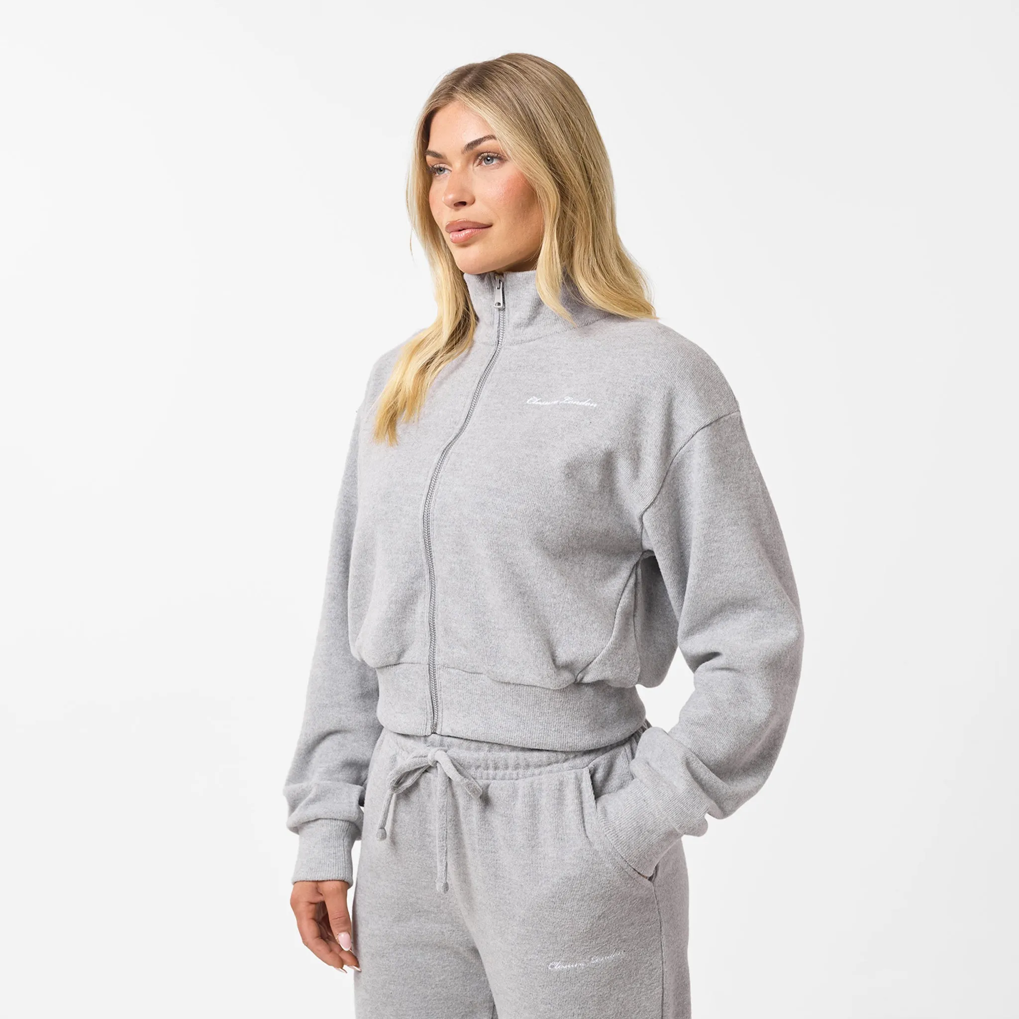 Soft Knit Bomber Tracksuit | Grey Marl Campus Vibe DoubleLayered Structure