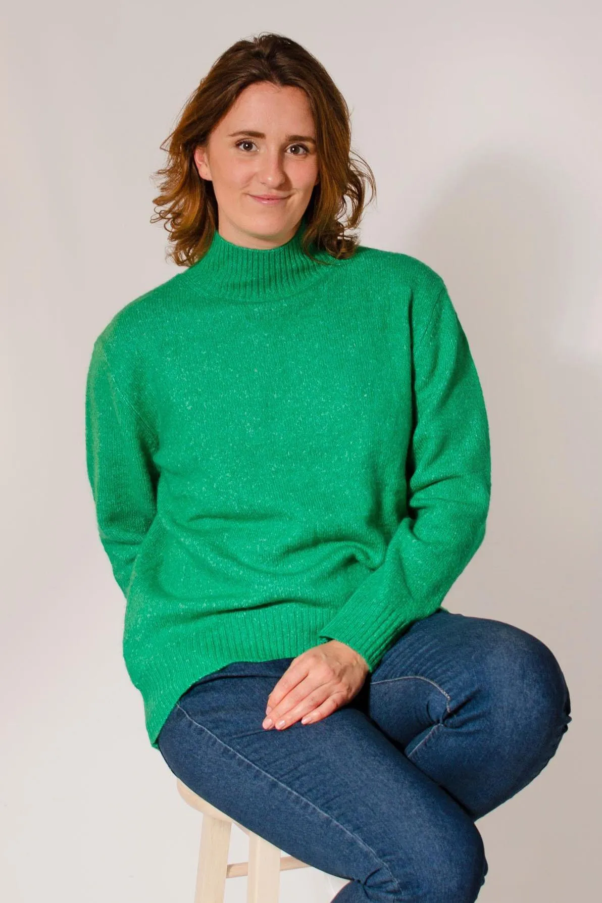 Soft Knit Long Funnel Neck Jumper Street Casual