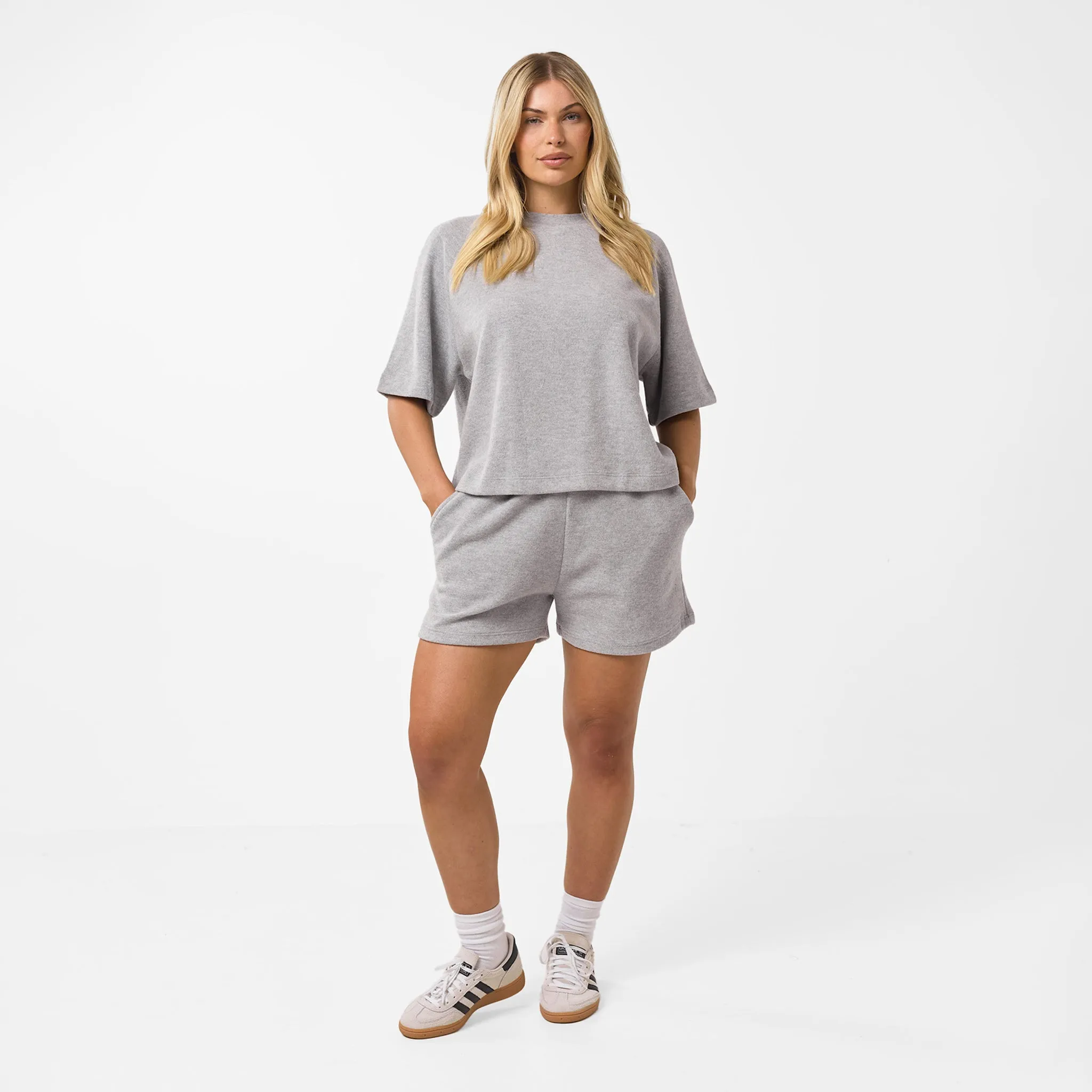 Dry Touch Unique Cut Soft Knit Twinset | Grey Marl