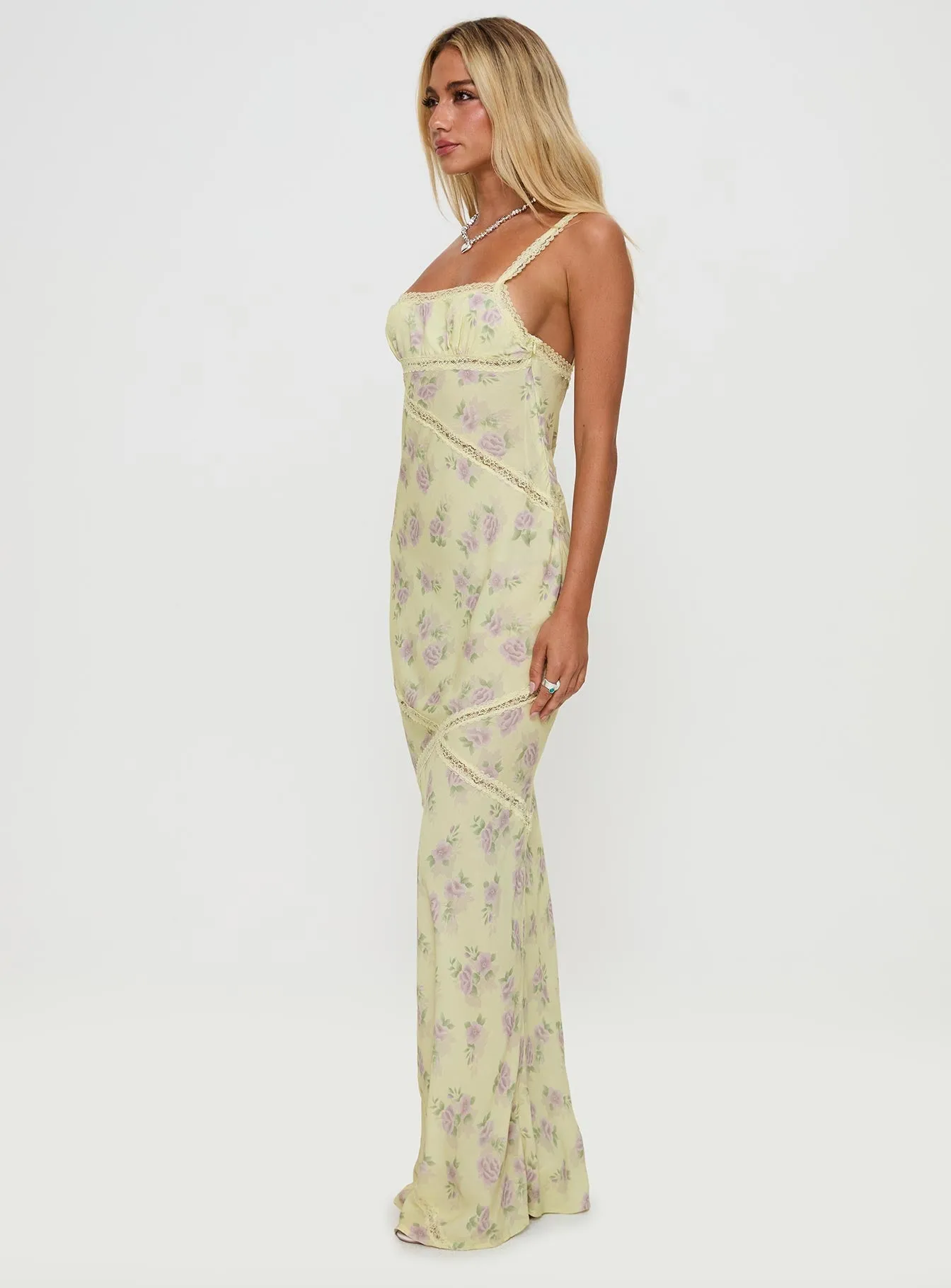 Cotton Touch Gardens Of Babylon Lace Maxi Dress Lemon Floral