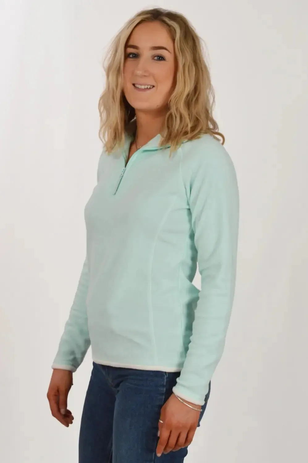Soft Lightweight Half Zip Fleece Drop Shoulder Cut