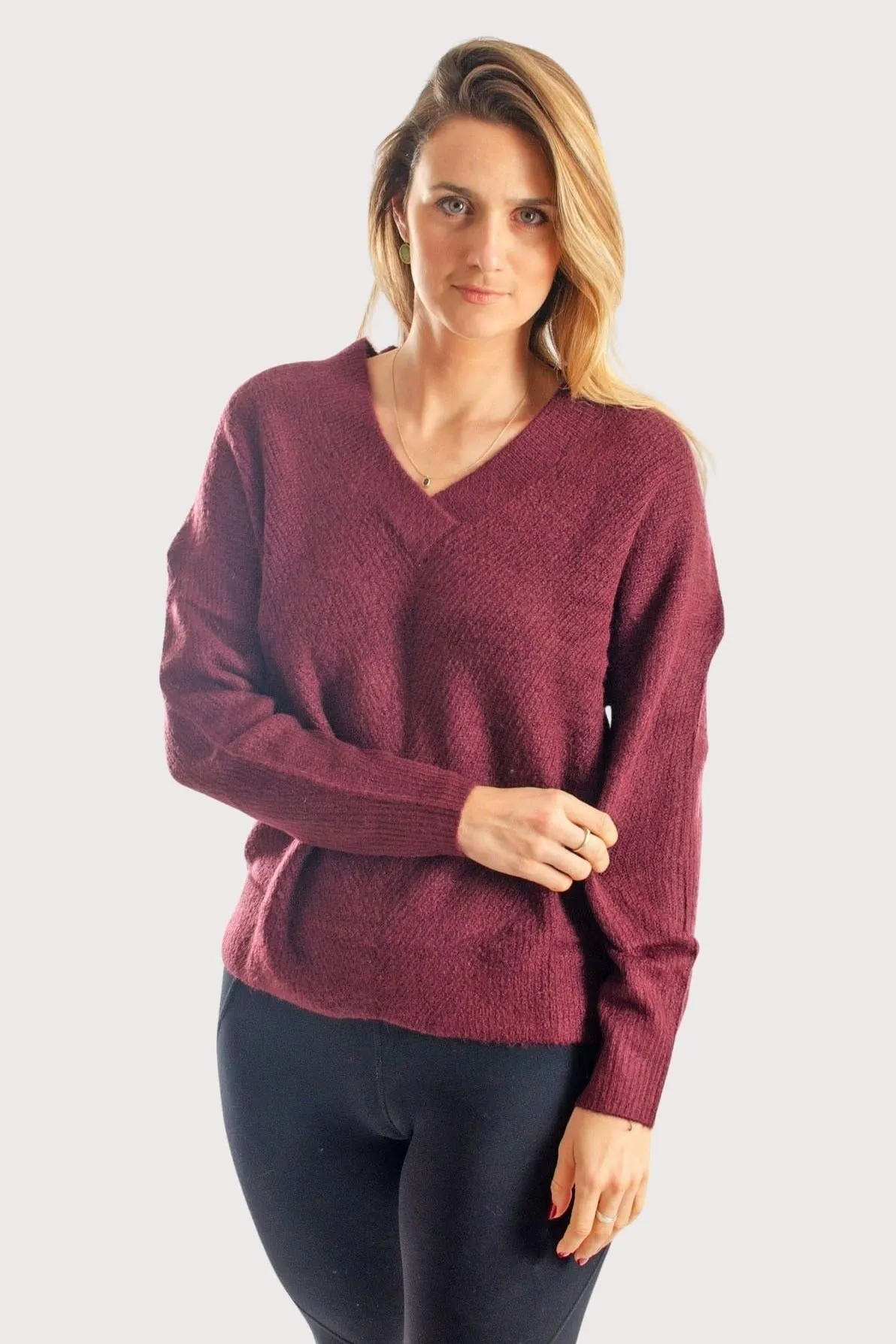 Soft Ribbed V Neck Jumper LowCarbon Footprint Textile Bold Simplicity