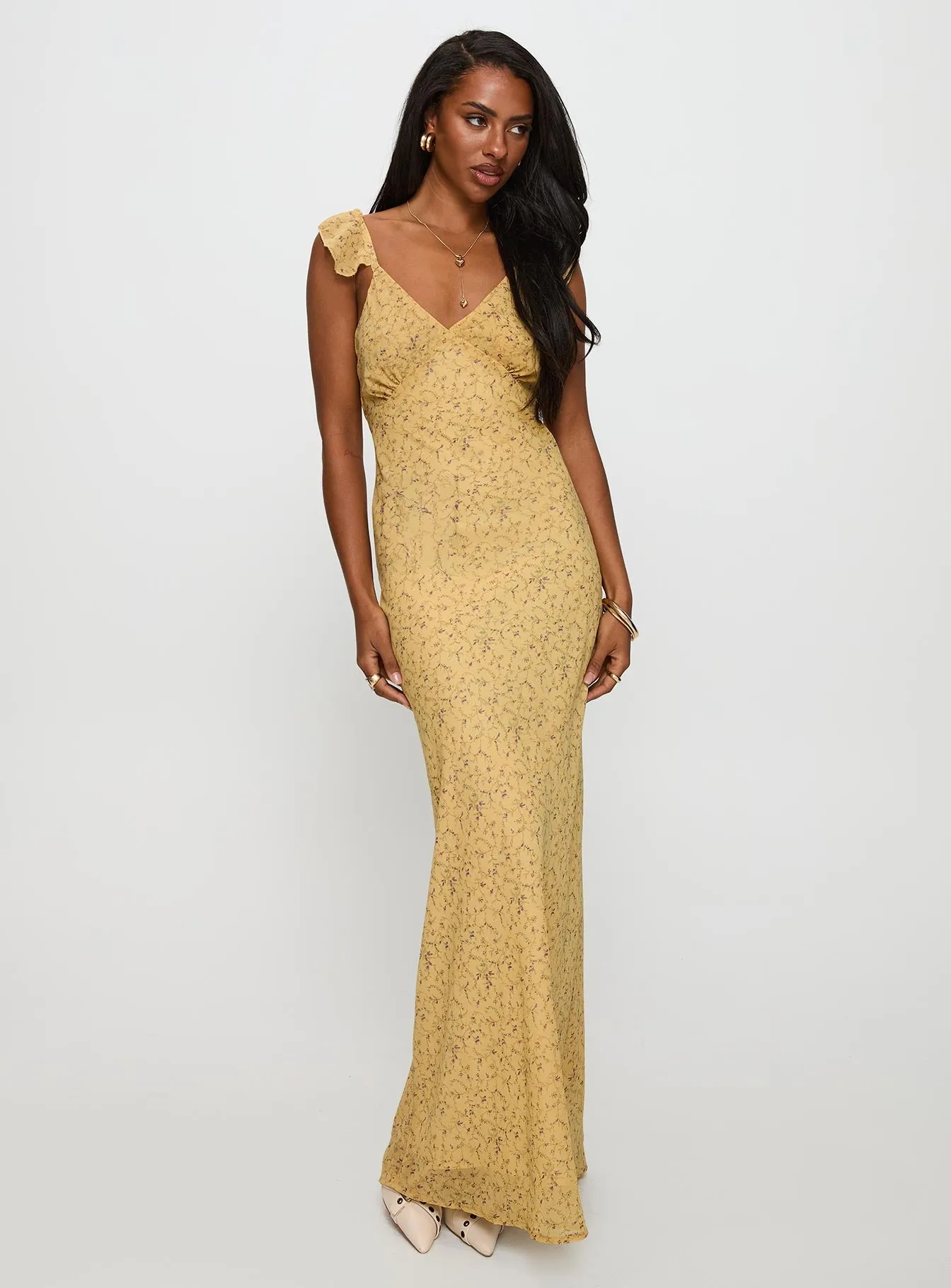 Calm Shine Free Step Dearlie Frill Maxi Dress Multi