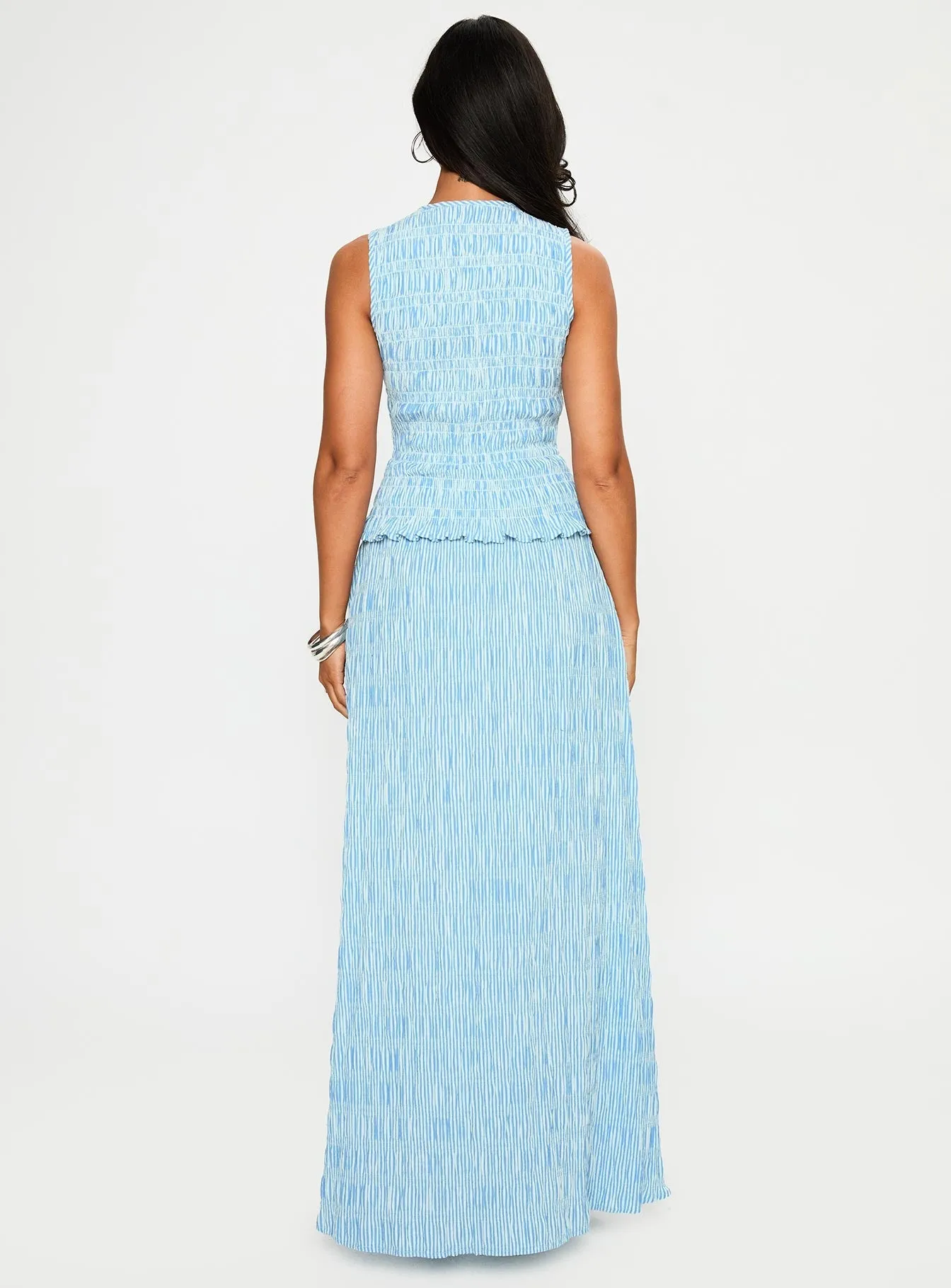 Polished Layer windproof Songbird Shirred Maxi Dress Blue