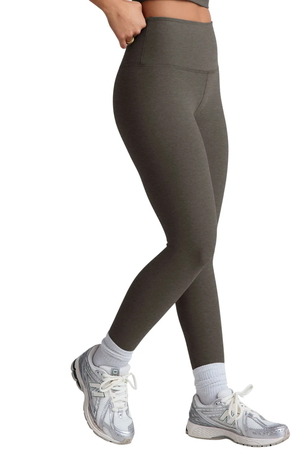 Spacedye Caught in the Midi HW Legging, True Gray Double Layer Budget Friendly Sleek Vibe
