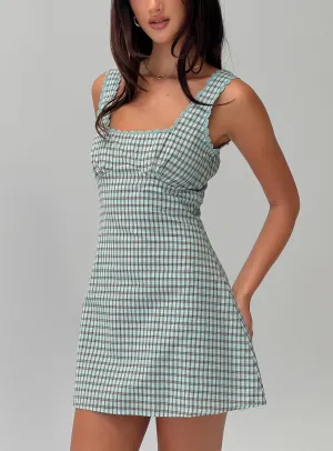 Jewel-Tone Dasha Mini Dress Blue / Brown Check