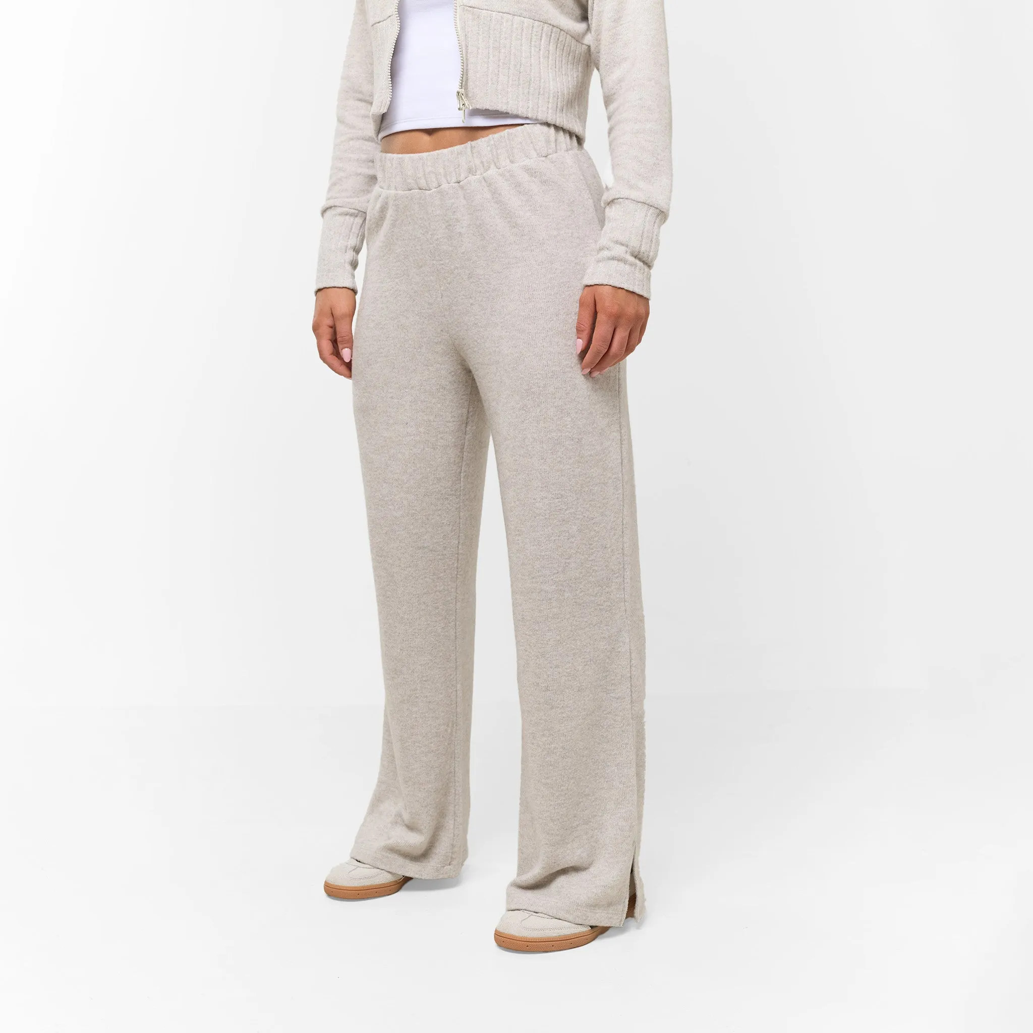 China Cool Split Hem Knit Jogger | Oat Marl