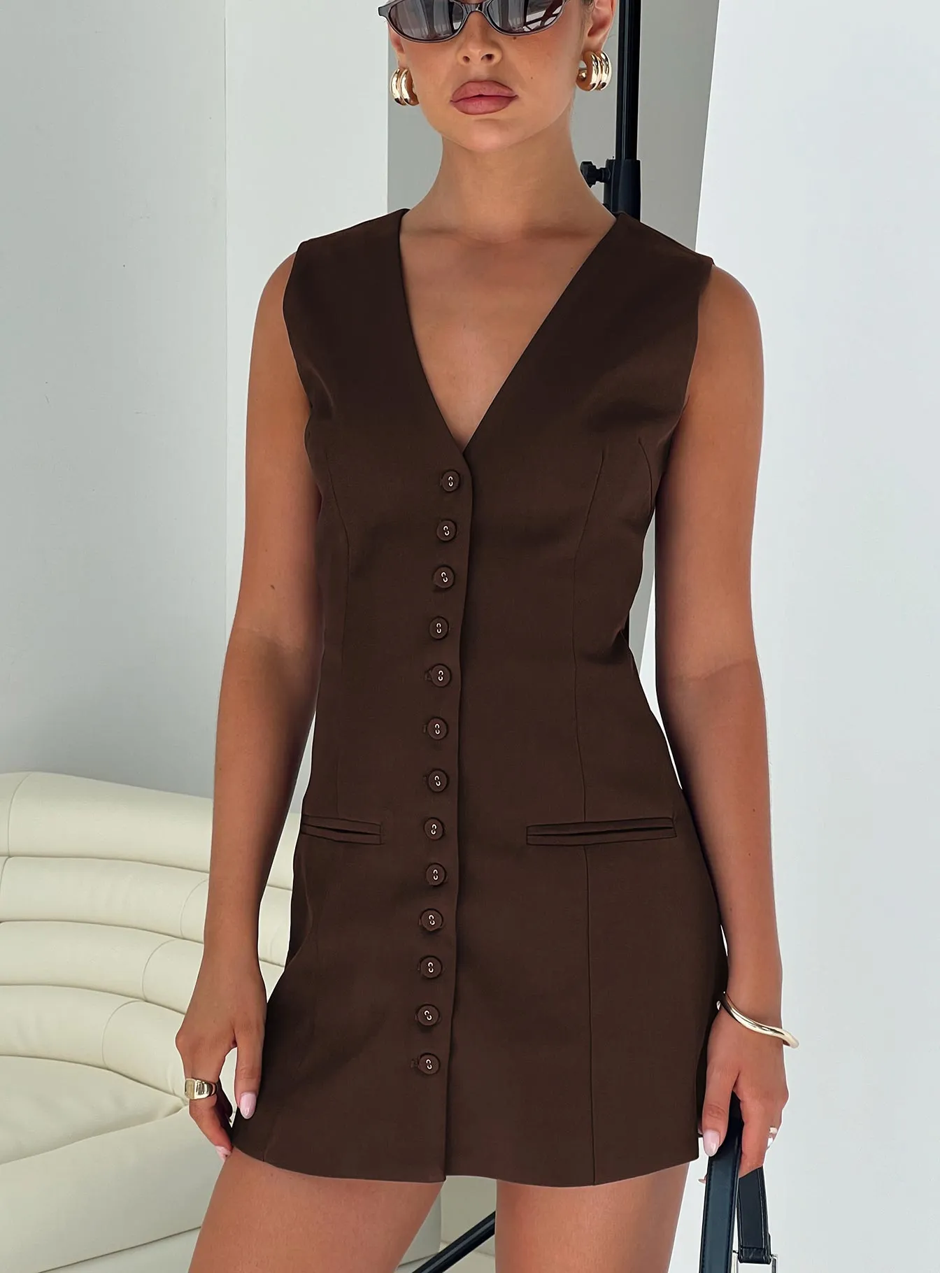 Work or Casual Laire Mini Dress Chocolate