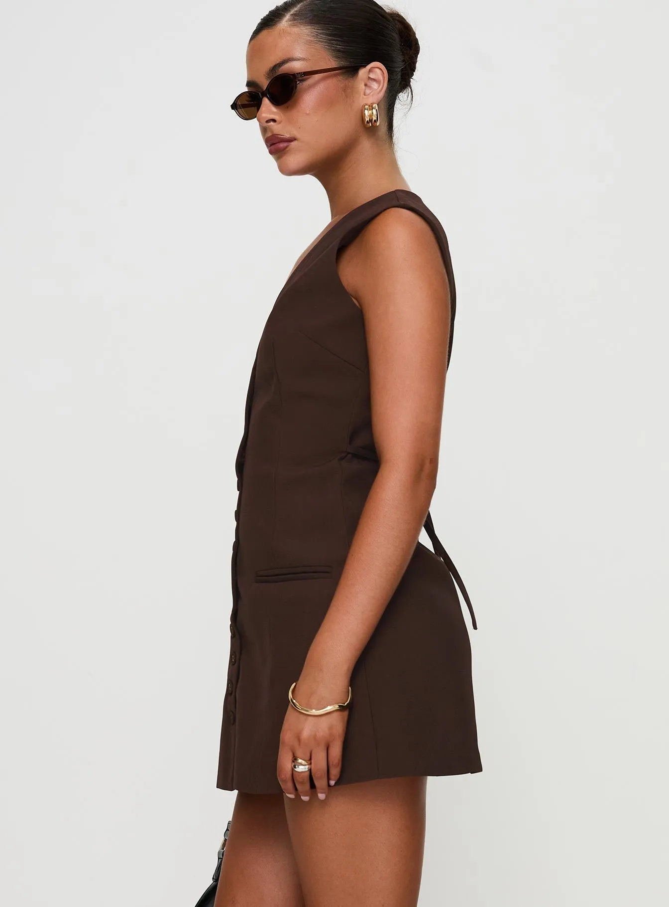 ComfortFitDesign Durable-Fabric Laire Mini Dress Chocolate