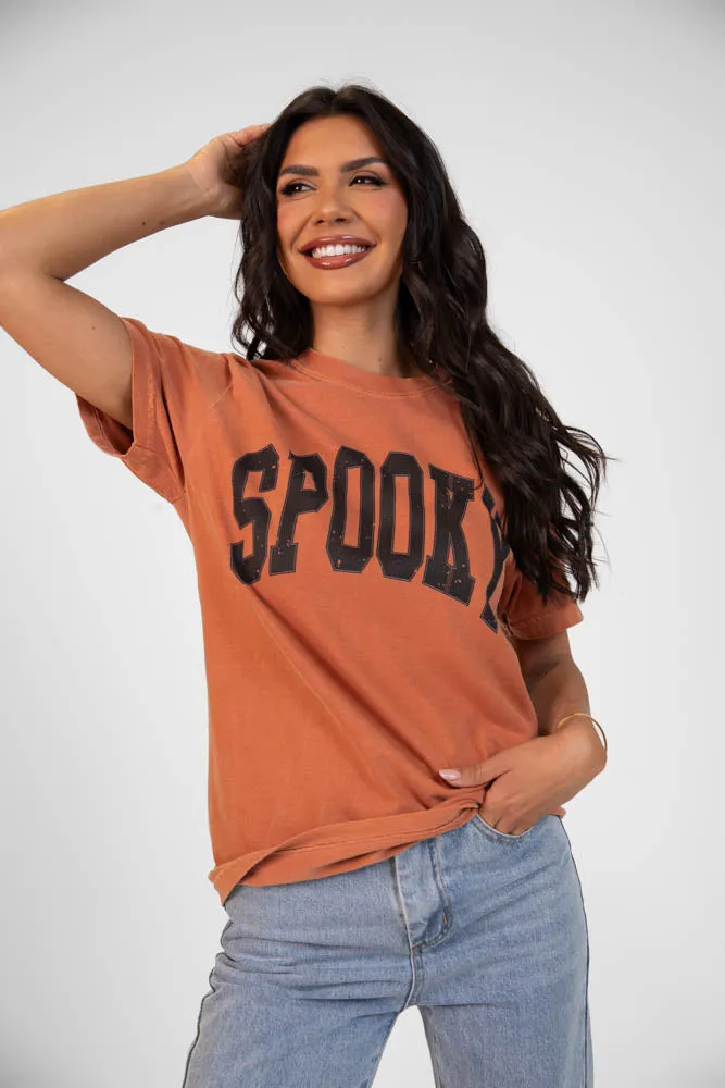 Active Style Spooky Block Rust Graphic Tee SALE
