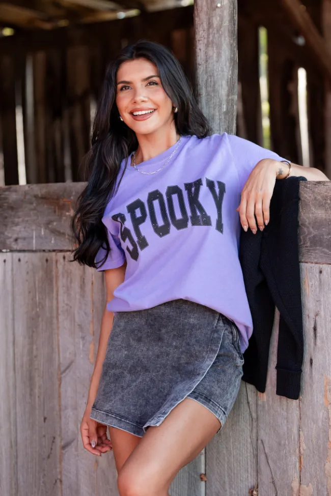 Spooky Block Violet Graphic Tee SALE Casual Wear Fade Resistant Dye
