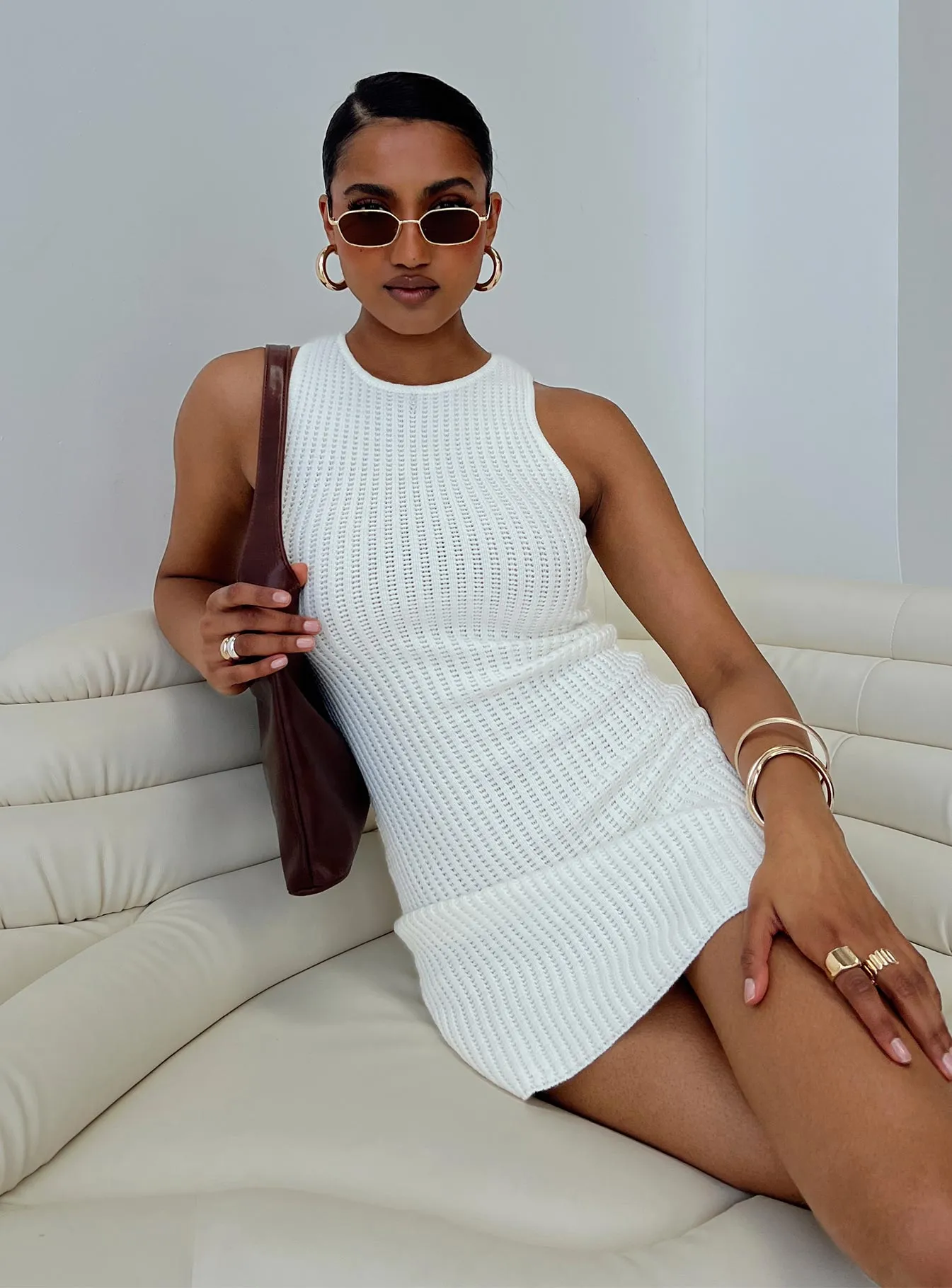 Manicotti Mini Dress White Fashion Daily