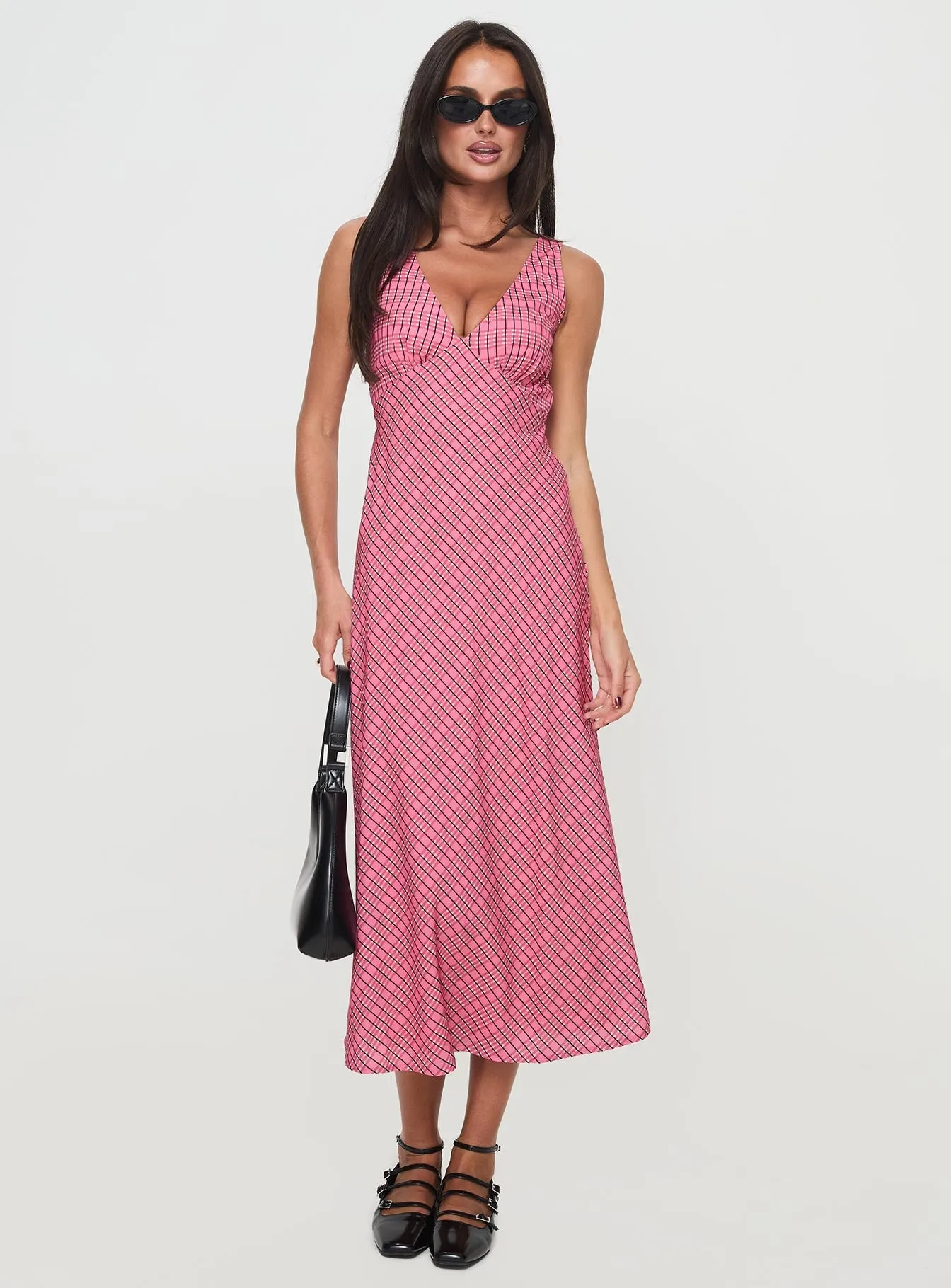 Iconic Style Nellie Midi Dress Pink Check